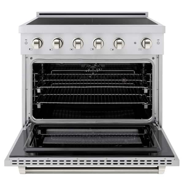 Autograph 36 in. 5.2 cu. ft. Paramount Induction Range with 5 Element Cooktop in Stainless with Nickel Helix Accents