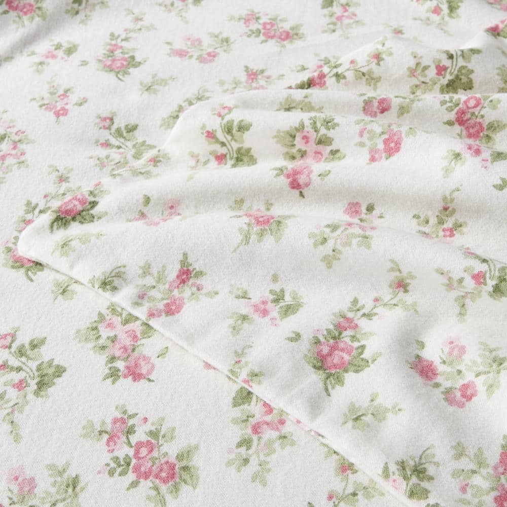 Audrey Pink Floral Cotton Flannel King Sheet Set
