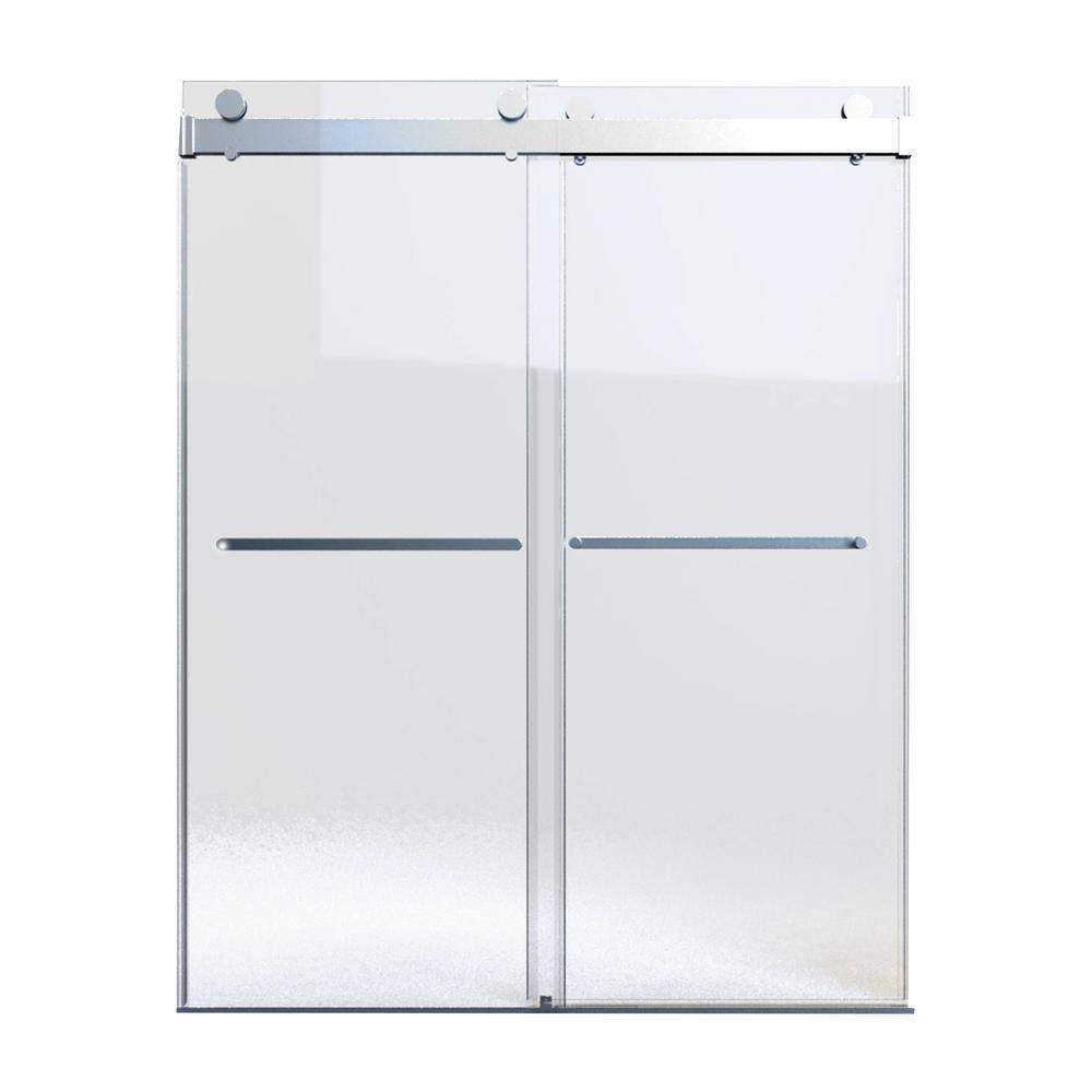 48'' W x 76'' H Chrome Frameless Double Sliding Shower Door