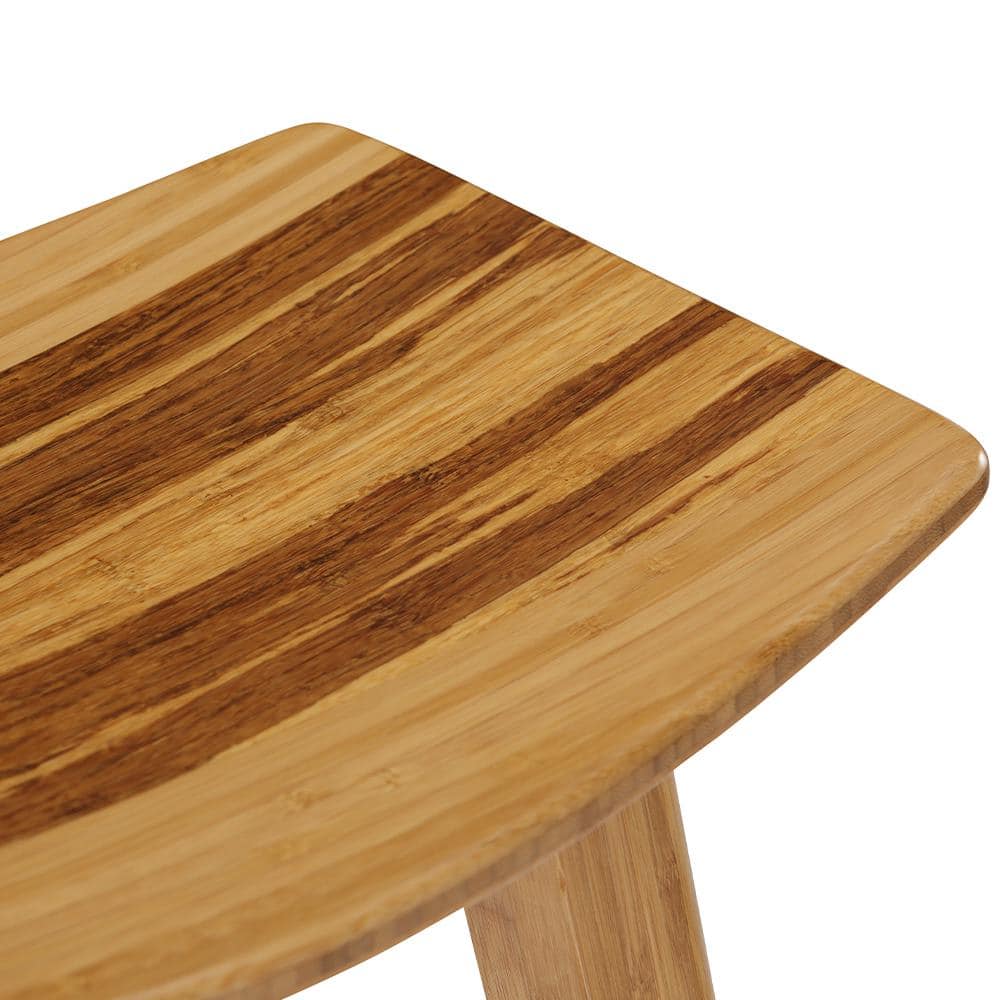 Caramelized Bamboo Saddle Counter Stool with Exotic Tiger Inlay