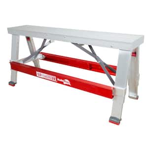 Buildman 18 in. x 30 in. Aluminum Anti-Slip Adjustable Workbench, Scaffold Bench with 500 lbs. Load Capacity