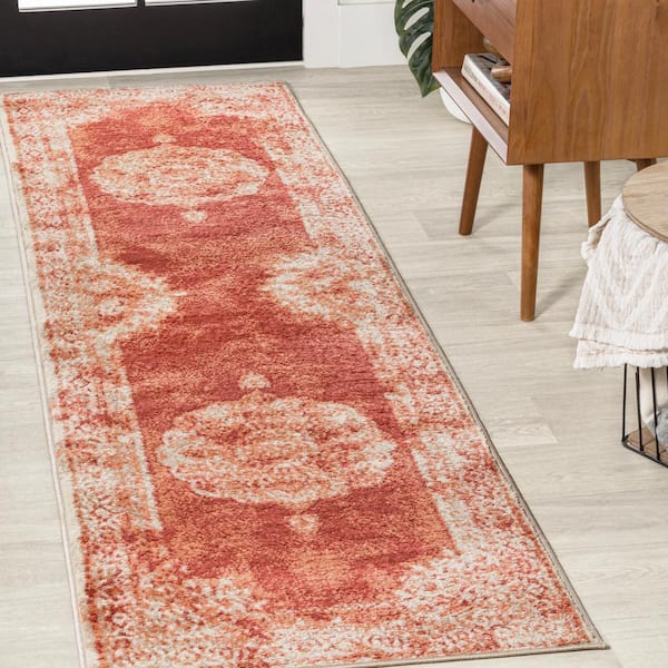 JONATHAN Y Rosalia Cottage Medallion Peach/Ivory 2 ft. x 8 ft. Runner Rug