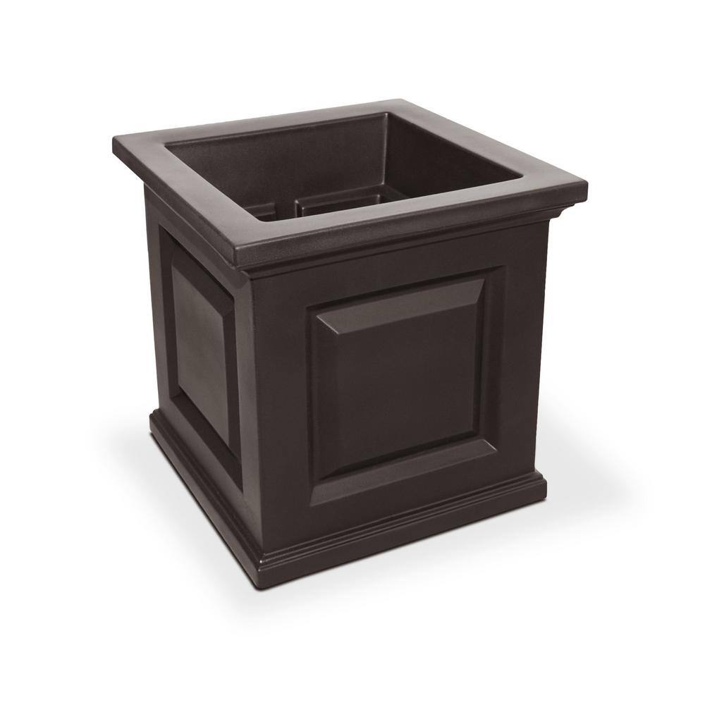 Nantucket Espresso 16" Square Self-Watering Polyethylene Planter