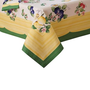 French Garden 68 in. W x 126 in. L Fabric Tablecloth in Multi-Color