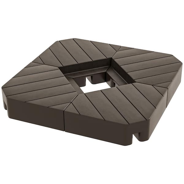 Outsunny 4-Piece HDPE Patio Umbrella Base in Brown