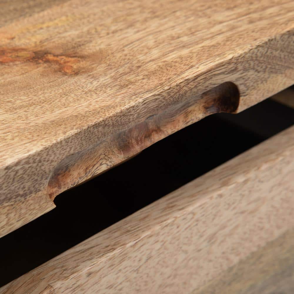 Natural Mango Wood Square Lift-Top Coffee Table with Storage