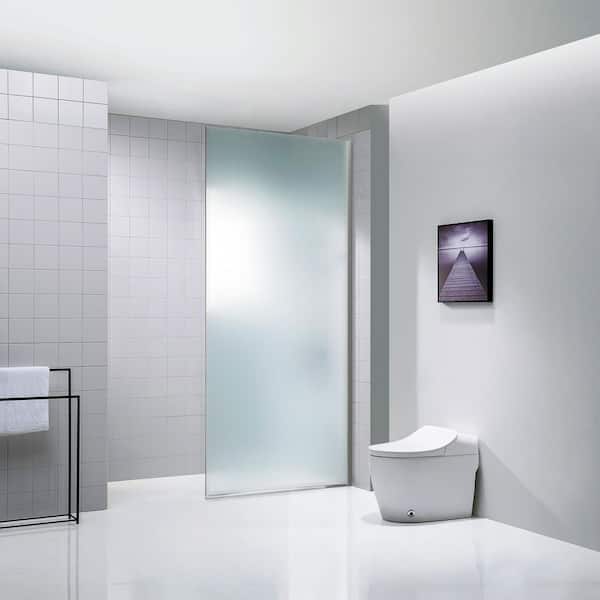 Dreamwerks 35.4 in. x 79 in. Right Hand Side Frameless Fixed Shower Door in Chrome