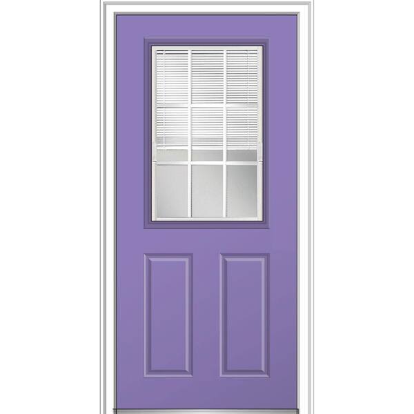 MMI Door 32 in. x 80 in. Internal Blinds and Grilles Glass Left-Hand Inswing 1/2-Lite Clear Painted Steel Prehung Front Door