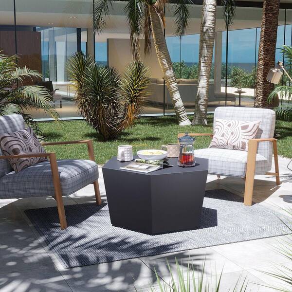 UPHA 28 in. Dark Gray Hexagon Concrete Outdoor Coffee Table, Patio