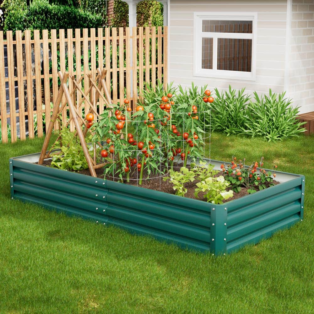 72x36x12 Inch Dark Green Galvanized Steel Raised Garden Bed Planter Box