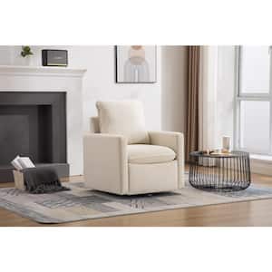 Beige Velvet 360° Swivel Accent Sofa Chair for Living Room