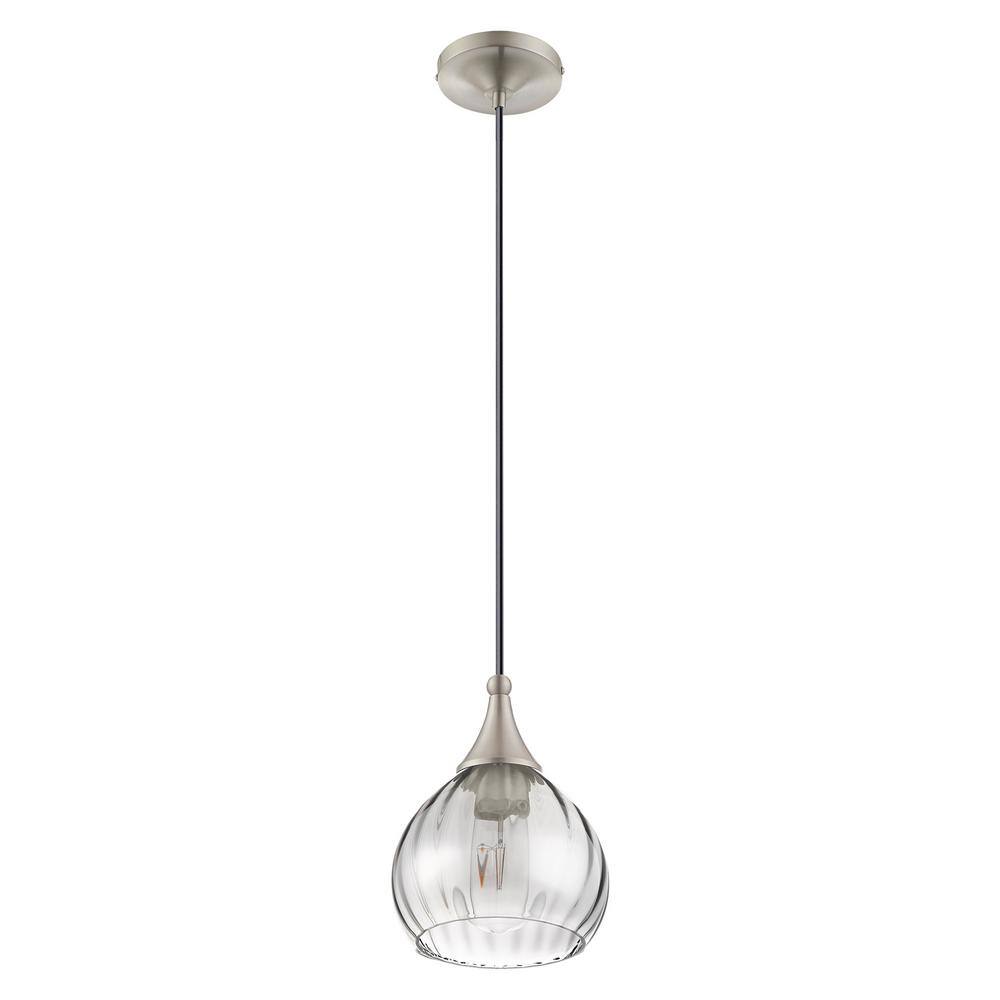 Mini Brushed Nickel LED Pendant with Smoke Glass - Indoor/Outdoor