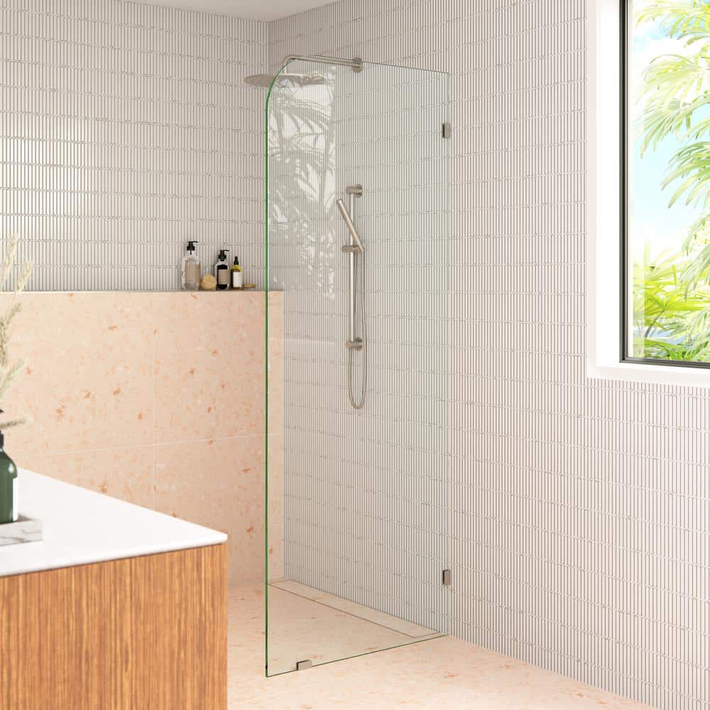 Solaris 36" x 78" Frameless Glass Shower Panel with Brushed Nickel Hardware