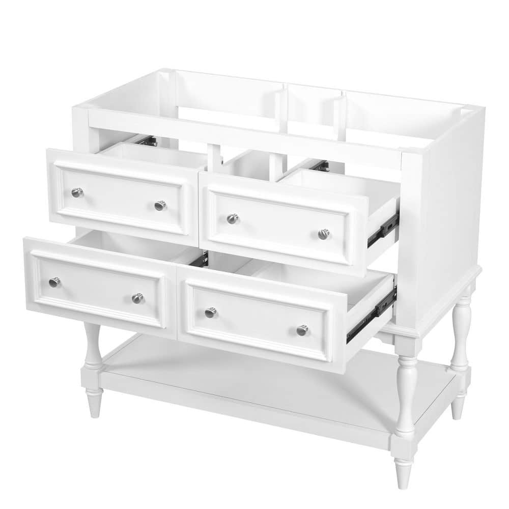 35.50 in. Bath Vanity Cabinet without Top in White Unassembled, Contains 4 Drawers price history on PriceWatchPro