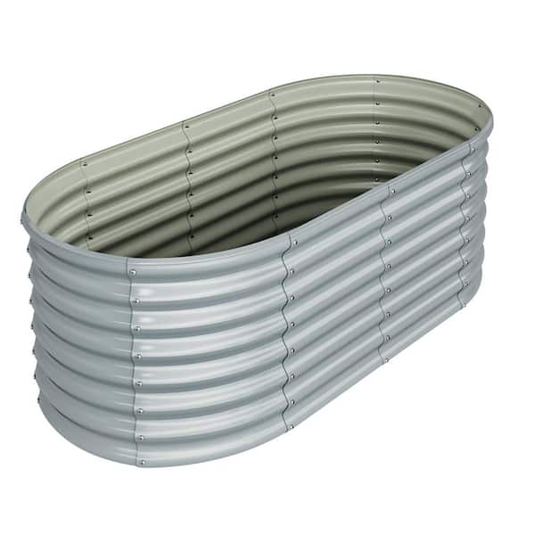 65 in. x 32 in. x 24 in. Metal Oval Raised Garden Bed with Open Bottom Design