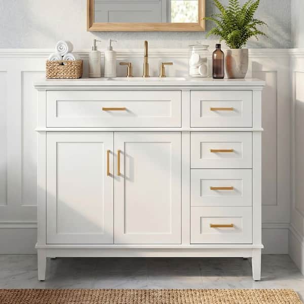 yummmy　36 Ximuprmy 36 in. Freestanding White Solid Wood Bath Vanity with