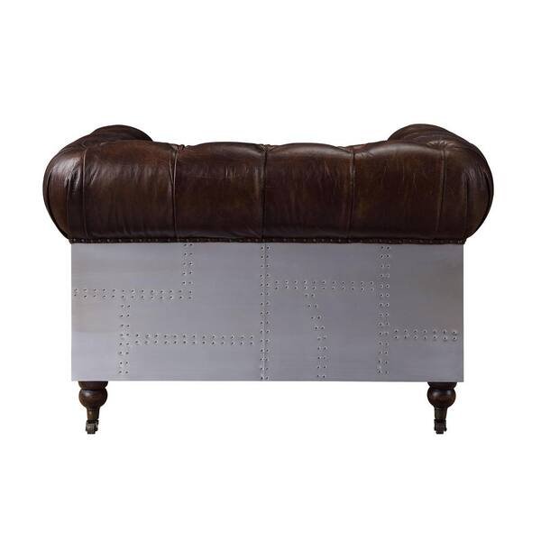 Acme Furniture Aberdeen Vintage Dark Brown Leather Coffee Table
