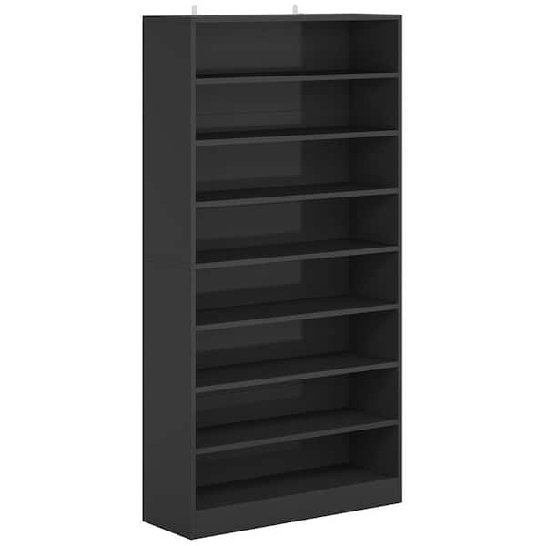 BYBLIGHT 70.9 in. H x 31.5 in. W Black Wood Shoe Storage Cabinet with 9-Tier Open Shelf