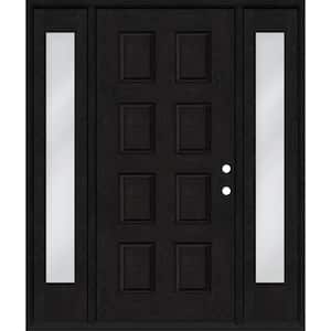 Regency 70 in. x 96 in. 8-Panel LHIS Onyx Stain Mahogany Fiberglass Prehung Front Door with Dbl 12in. Sidelites