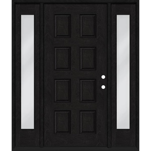 Steves & Sons Regency 74 in. x 96 in. 8-Panel LHIS Onyx Stain Mahogany Fiberglass Prehung Front Door with Dbl 14 in. Sidelites
