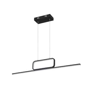 Neculina 2-Light Modern Integrated LED Pendant Light for Kitchen Island Black Linear Chandelier