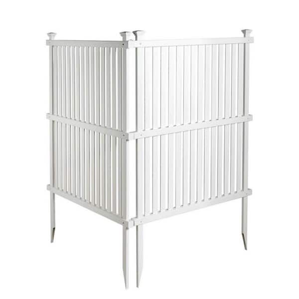 Unbranded 50 in. Vinyl Garden Fence Air Conditioner Fence Privacy Screen Trash Can Outdoor White Vinyl Fence Panels