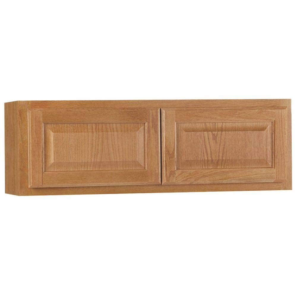 Hampton Bay Hampton 36 In W X 12 In D X 12 In H Assembled Wall   Medium Oak Hampton Bay Assembled Kitchen Cabinets Kw3612 Mo 64 1000 