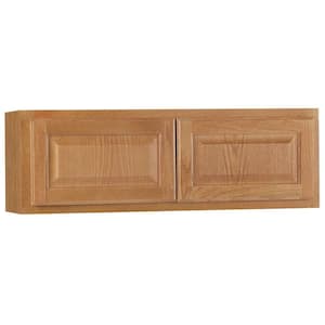 Hampton 36 in. W x 12 in. D x 12 in. H Assembled Wall Bridge Kitchen Cabinet in Medium Oak without Shelf
