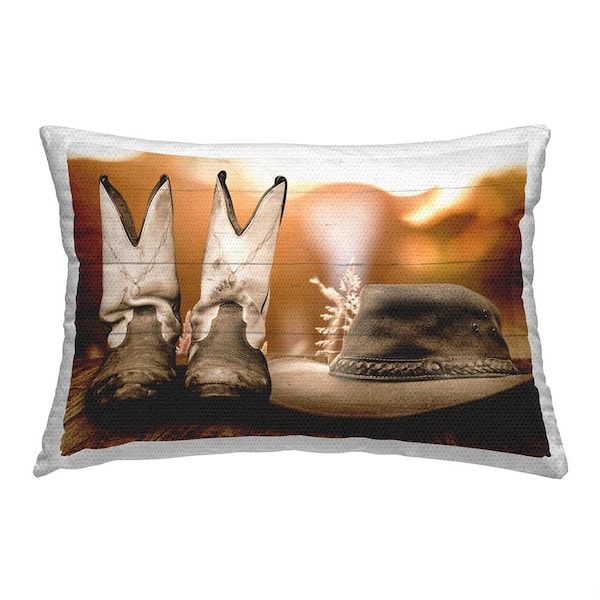 Stupell Industries Rustic Cowboy Fashion Brown Rectangular Outdoor Throw Pillow