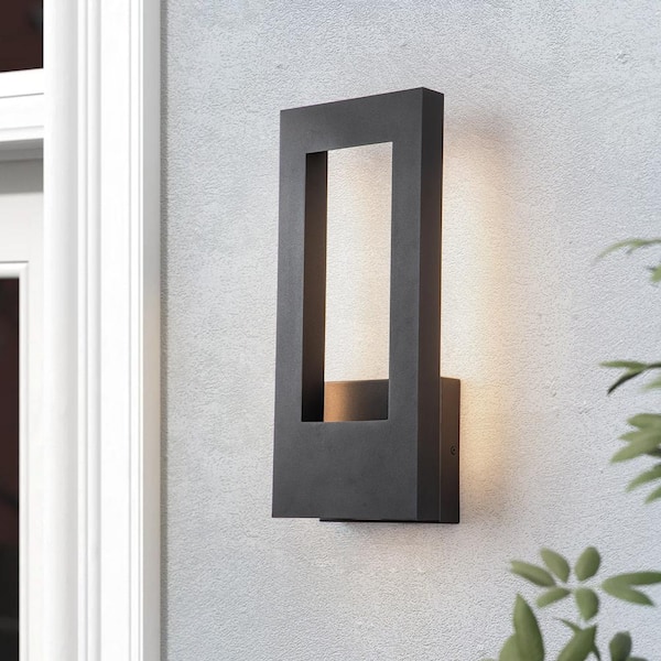 EDISLIVE Barry 2-Light Black Modern LED Integrated Outdoor Wall Sconce