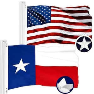 Combo Pack 3 ft. x 5 ft. USA American Flag Embroidered Stars and Texas State Flag Embroidered