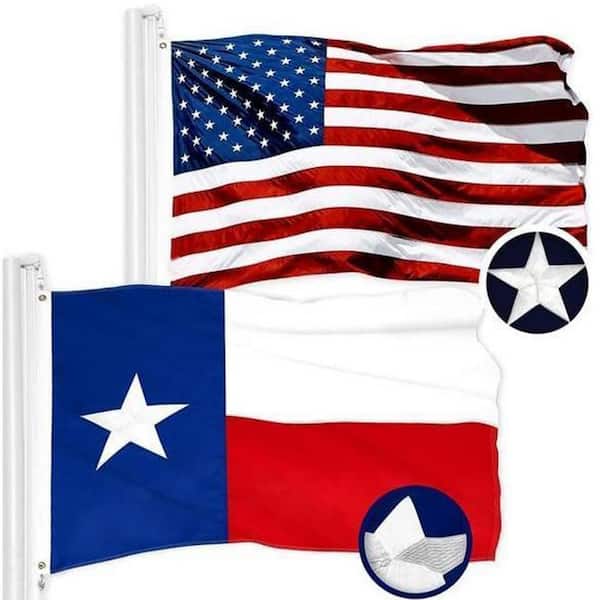 ATENGNES Combo Pack 3 ft. x 5 ft. USA American Flag Embroidered Stars and Texas State Flag Embroidered
