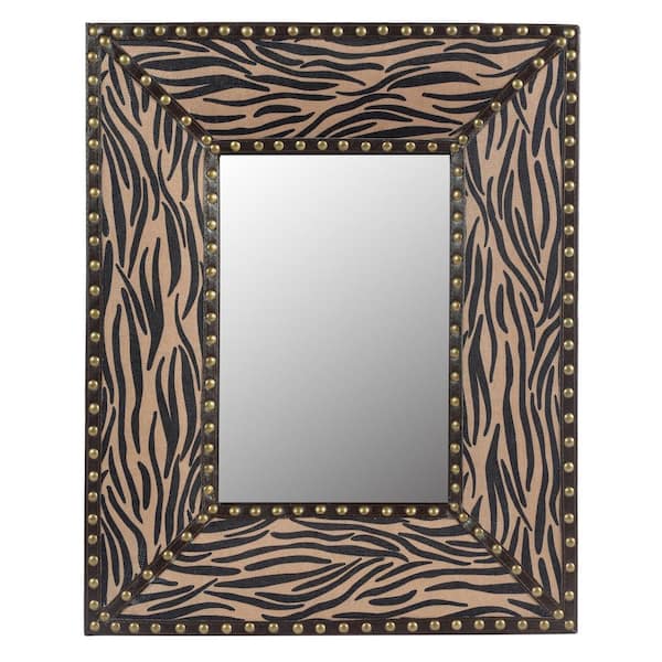 Unbranded 21 in. W x 26 in. H Rectangle MDF Framed Brown Zebra Decorative Vanity Mirror