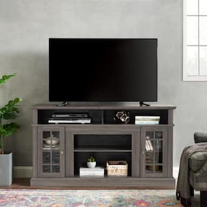 Classic Dark Walnut Color TV Media Stand Entertainment Center Fits TVs up to 65 in. with Open and Closed Storage Space