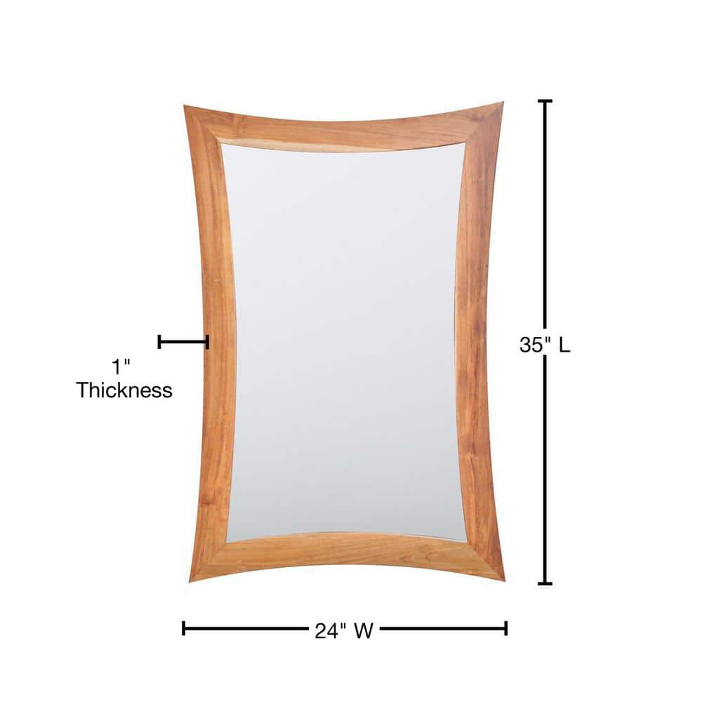 Earthy Teak 24" Rectangular Wood Vanity Mirror