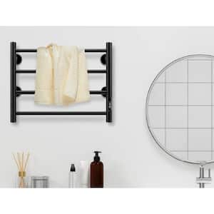 Timer 4 Towel Holders Wall Mounted Plug-In/Hardwired Towel Warmer Heated Towel Racks Stainless Steel in Matte Black
