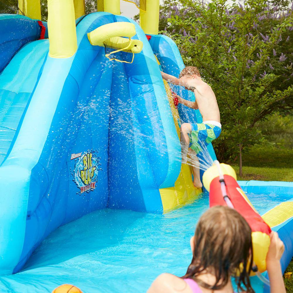 Big Blast Blue and Yellow PVC Inflatable Water Park with Slide and Cannon