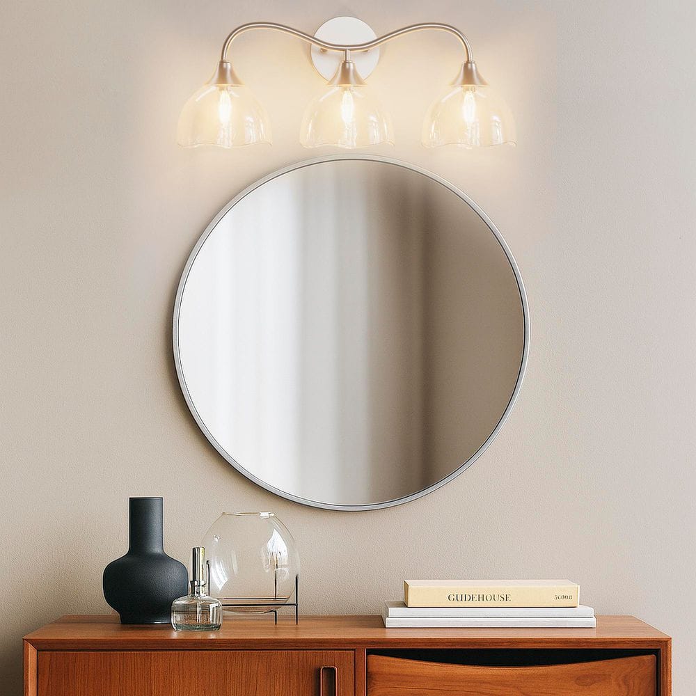 22.5 in. 3-Light Brushed Nickel Modern Dimmable ETL Vanity Light with Clear Glass Shade price history on PriceWatchPro