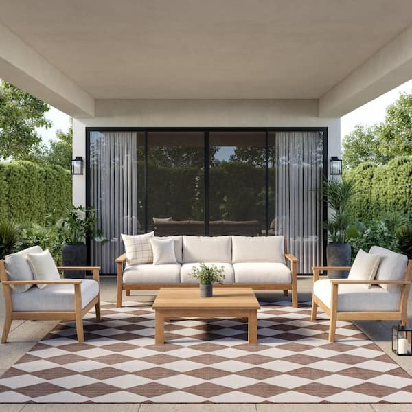 Positano Natural 12 ft. x 12 ft. Diamond Contemporary Square Area Rug