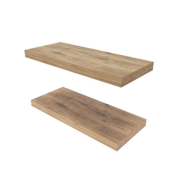 Avex 31.5 in. W x 9.8 in. D Beige Wood Solid Decorative Wall Shelf (Set of 2)