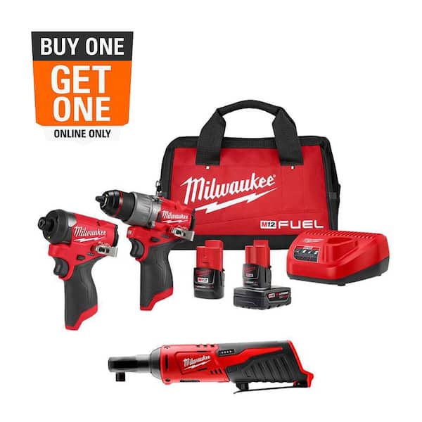 M12 FUEL 12-Volt Li-Ion Brushless Cordless Hammer Drill and Impact Driver Combo Kit (2-Tool) with M12 3/8 in. Ratchet