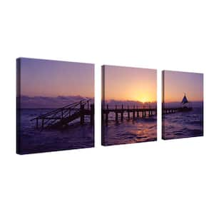 3 Panel Art Set Seascape by Preston Print Hidden Frame 14 in. x 42 in.