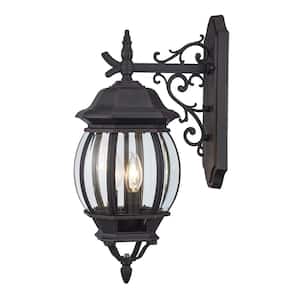 Francisco 21 in. 3-Light Rust Lantern Outdoor Wall Light Fixture with Clear Glass