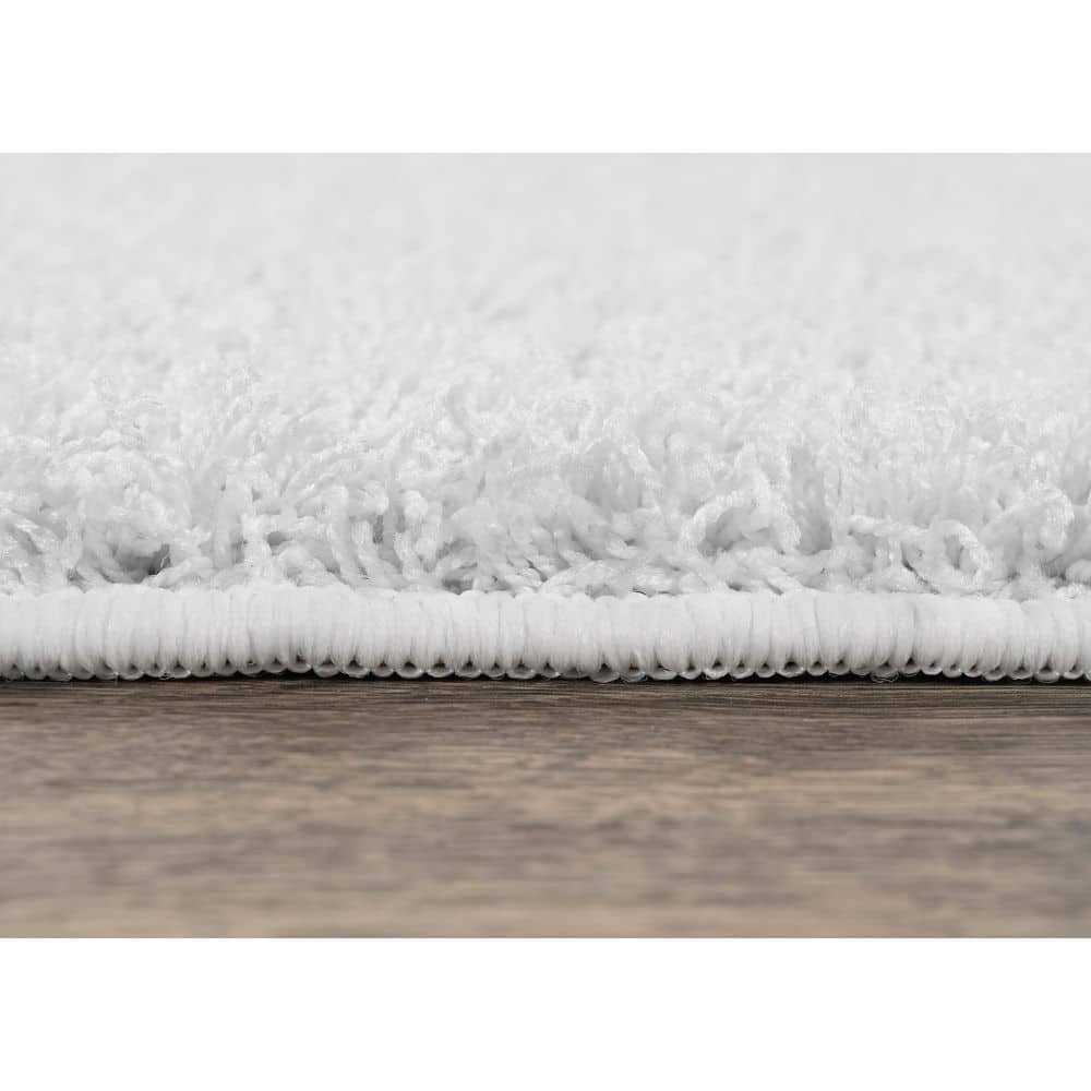 Luxurious White Shag 5' x 7' Rectangular Area Rug with Non-Slip Backing