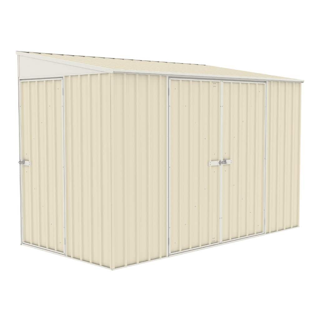 10 ft. W x 5 ft. D Metal Bike Shed in Classic Cream with SNAPTiTE assembly 