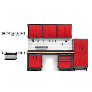 Premier Series 17-Piece Steel Garage Storage System in Red (126 in. W x 90 in. H x 25 in. D)