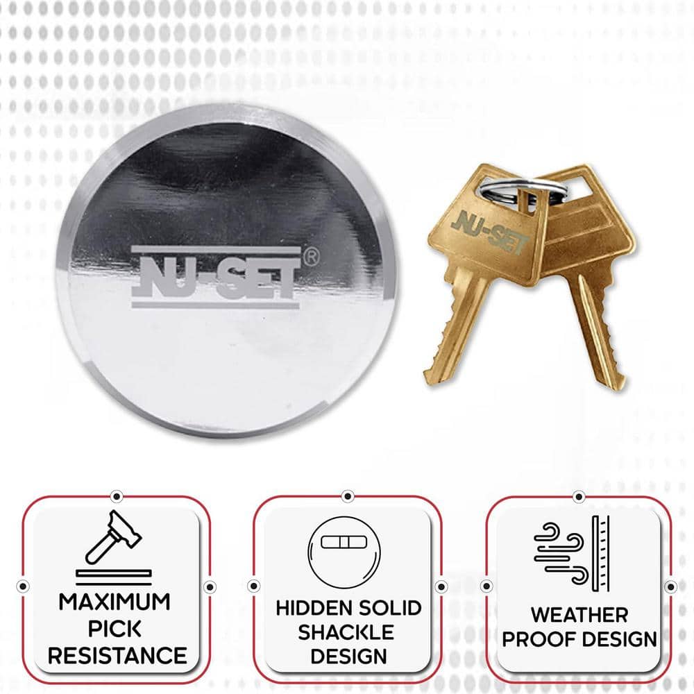 NU-SET 2-7/8 Inch Silver Steel Hockey Puck Padlock