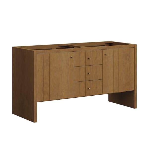 Hudson 59.9 in. W x 23.1 in. D x 33.0 in. H Double Bath Vanity Cabinet without Top in Honey Oak