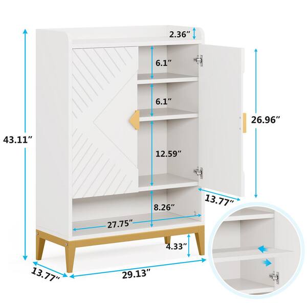 Tribesigns Sabina 43.3 in. H x 9.4 in. W X 31.5 in. D White Shoe Storage  Cabinet with 2 Flip Drawers and Wall Shelf CT-F1548 - The Home Depot