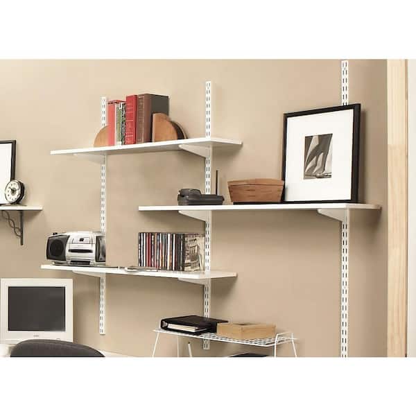 White Twin Track Upright, Rubbermaid Adjustable Shelving Unit